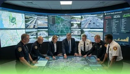 Cross-functional leaders reviewing operational data and coordinating a business response